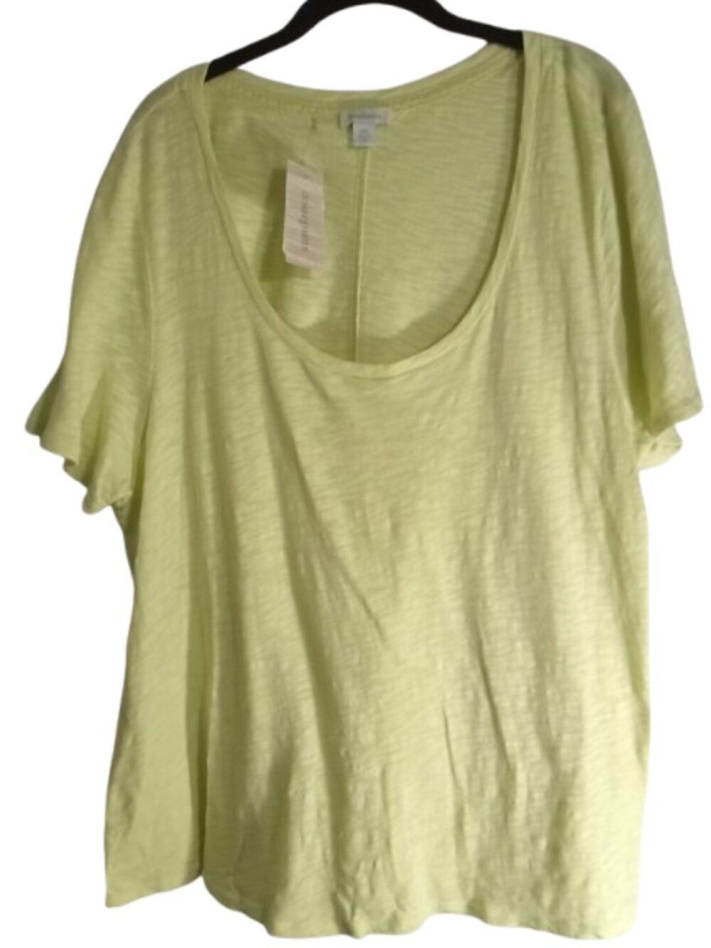 Sundance Top Sz XXL Yellow 100% Cotton Short Sleeves Low Rounded Scoop Neckline